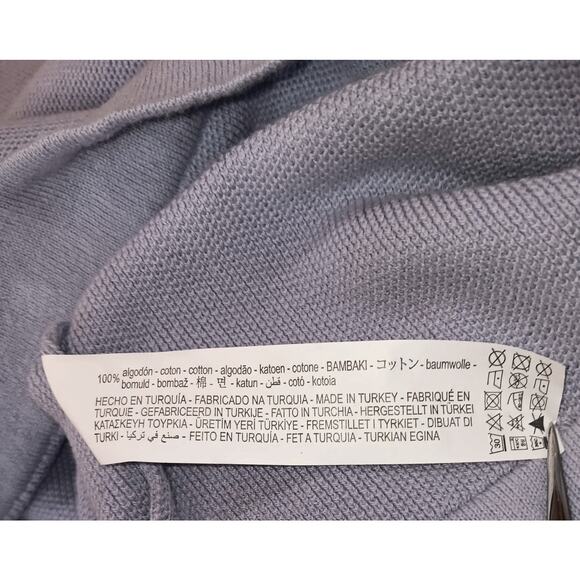 ZARA Textured Knit 2 Piece Set Pants Short Sleeve Top Size L Stretch Blue Purple - Picture 14 of 14